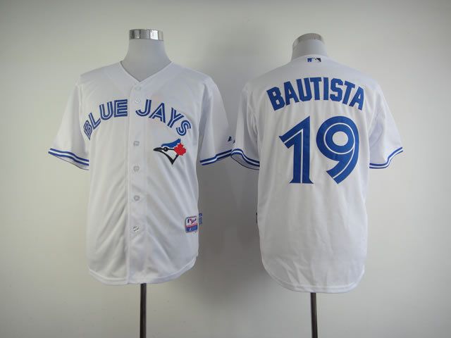 Men Toronto Blue Jays 19 Bautista White MLB Jerseys